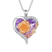 TOUPOP 925 Silver Amethyst Valentine's Day Gifts For Daughter Necklace-undefined