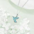 wholesale 925 Sterling Silver Hummingbird Necklace Wholesale Turquoise Inlay-0-35