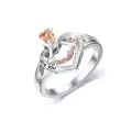TOUPOP Sterling Silver Rose Flower Love Heart Ring For Grandmother Gift-0-0