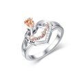 TOUPOP Sterling Silver Rose Flower Love Heart Ring For Grandmother Gift-0-0