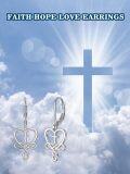 wholesale 925 Sterling Silver Infinity Heart w/ Cross Dangle Drop Leverback Earrings for Women-0-3