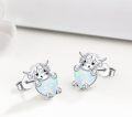 wholesale 925 Sterling Silver Opal Cow Stud Earrings with Heart-Shaped Stone and Hypoallergenic Backing-0-1