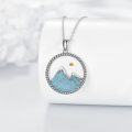wholesale 925 Sterling Silver Mountain Turquoise Stone Round Pendant Necklaces for Women-0-2