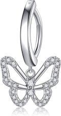 wholesale 925 Sterling Silver Butterfly Dangle Belly Button Ring for Women - Simple Reverse Navel Rings Body Jewelry-0-0