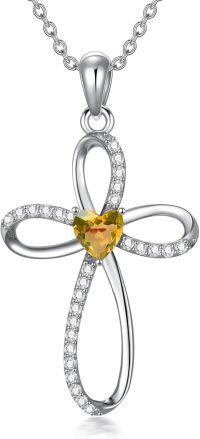 wholesale 925 Sterling Silver Moissanite Infinity Cross Birthstone Necklace 18+2-11-Nov.