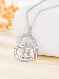 wholesale 925 Sterling Silver Heart Pendant with Mother and Child Design - I Love You Forever Necklace-0-4