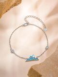 wholesale 925 Sterling Silver Mountain Charm Bracelet Wholesale With Turquoise And Moonstone-0-2