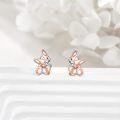 wholesale 925 Sterling Silver Fox Stud Earrings Adorable Animal  for Girls and Women-0-2