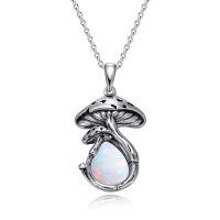 wholesale 925 Sterling Silver Opal Mushroom Pendant Necklace For Women And Men Fairy Core Jewelry Accessory-Opal Mushroom