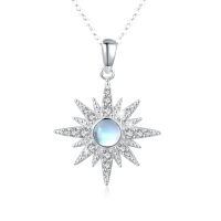 wholesale 925 Sterling Silver Sunburst Pendant With Opal And Cubic Zirconia-Moonstone [Silver]