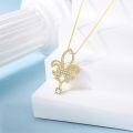 wholesale Gold Fleur-de-Lis Design with Cubic Zirconia Stones on 925 Sterling Silver Chain - Elegant Jewelry for Women-0-4