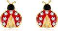 wholesale 14K Gold Ladybug Stud Earrings with Cubic Zirconia and Enamel - Christmas Gift Ideas for Women-0-0