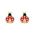wholesale 14k Gold Cute Ladybug Red Enamel Moissanite Stud Earrings-0-0