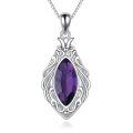 wholesale 925 Sterling Silver Marquise Cut Amethyst and Crystal Pendant Necklace-0-0