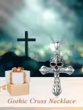 wholesale 925 Sterling Silver Cross Pendant Necklaces Wholesale with Skull and Bones Charm s for Men/Women-0-2