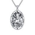 wholesale 925 Sterling Silver Catholic Patron Saint St Pio Medal Necklace Pendant Charm  for Women Men Boys Girls Kids-0-0