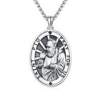 wholesale 925 Sterling Silver Catholic Patron Saint St Pio Medal Necklace Pendant Charm  for Women Men Boys Girls Kids-28a-St Pio-28a-St Pio