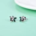 wholesale 925 Sterling Silver Green Austrian Crystal Butterfly Panda Stud Earrings-0-1