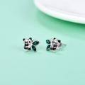 wholesale 925 Sterling Silver Green Austrian Crystal Butterfly Panda Stud Earrings-0-1