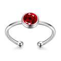 wholesale 925 Sterling Silver Red Crystal Open Ring With Ball Ends-0-2