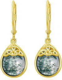 wholesale 925 Sterling Silver Moonstone Celtic Knot Teardrop Dangle Earrings-Celtic Knot-Gold