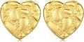 wholesale Gold 925 Sterling Silver Nugget Heart Stud Earrings for Men & Women -0-0