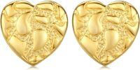 wholesale Gold 925 Sterling Silver Nugget Heart Stud Earrings for Men & Women -Heart 14K plated
