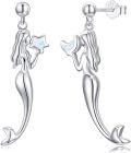wholesale 925 Sterling Silver Mermaid Opal Starfish Studs Huggies Earrings for Women and Girls-0-0