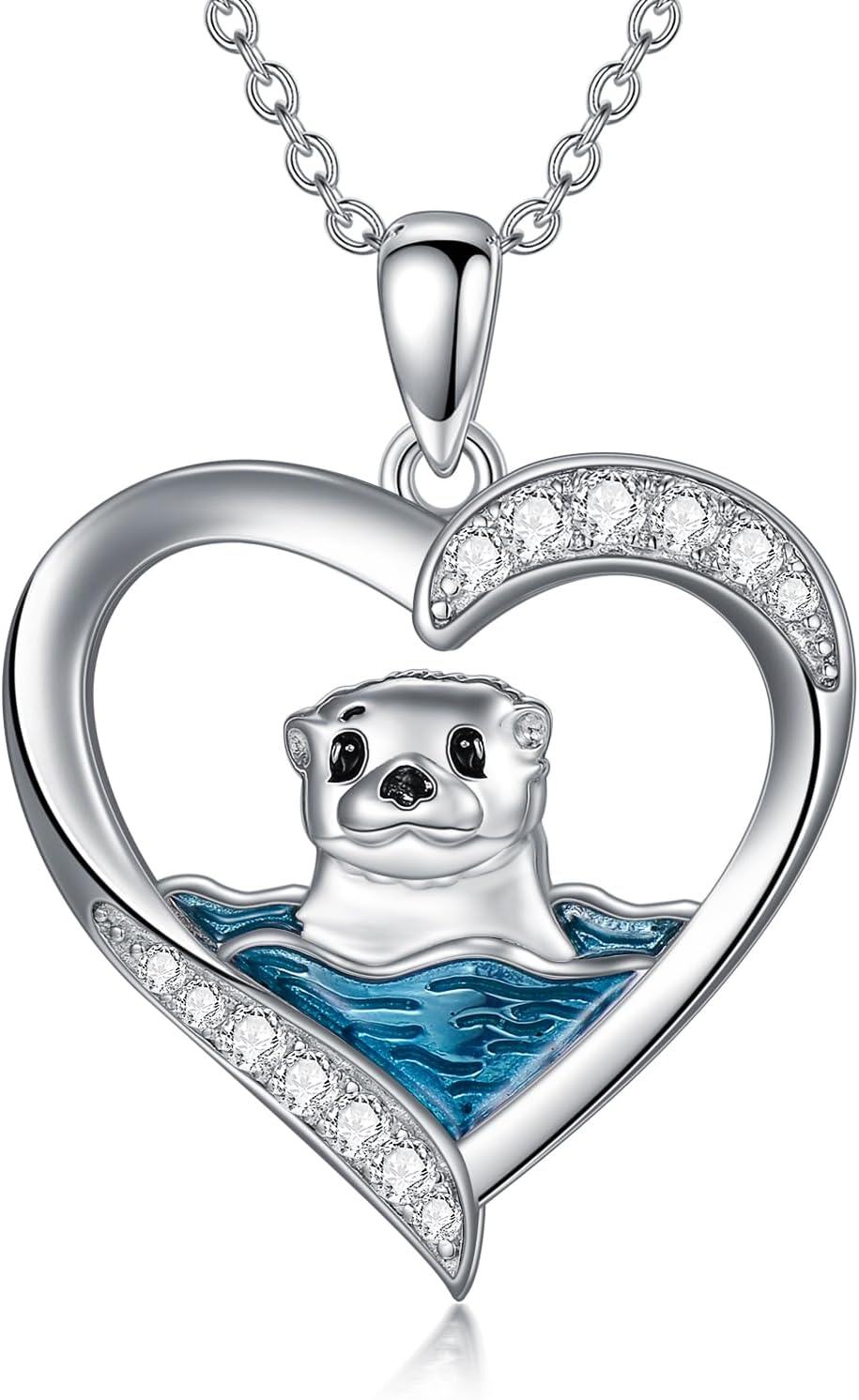 Sterling Silver Sea Otter Pendant Necklace Jewelry Gift-0-1