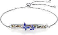 wholesale 925 Sterling Silver Blue Butterfly Adjustable Celtic Moon Bracelet - Irish  for Women-Butterfly Bar Strips
