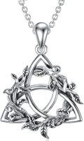 wholesale 925 Sterling Silver Celtic Knot Triquetra Leaf Design Pendant Necklace for Women-0-0