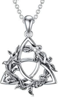 wholesale 925 Sterling Silver Celtic Knot Triquetra Leaf Design Pendant Necklace for Women-Round