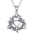 wholesale 925 Sterling Silver Oxidized Celtic Trinity Knot Leaf Vine Pendant Necklace For Women-0-0