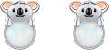 wholesale 925 Sterling Silver Opal Koala Bear Stud Earrings with Pink Enamel Accents-0-0