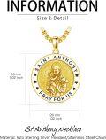 wholesale 925 Sterling Silver Plated  Gold  Saint Anthony Prayer Medal Pendant Necklace  for Men & Women Catholic s-0-1