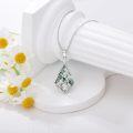 wholesale 925 Sterling Silver Kite Cut Green Moss Agate Pendant with White Topaz and Chain-0-4