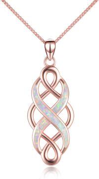 wholesale 925 Sterling Silver Irish Celtic Knot Created Opal Pendant Necklace for Women Men 18-Rose Gold Celtic Necklace