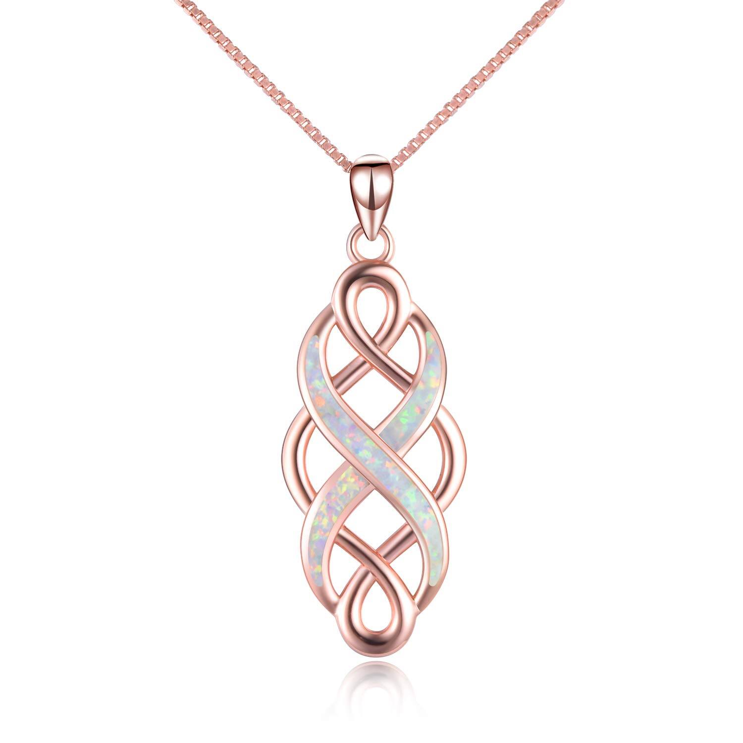 Sterling Silver Blue Opal Pendant Necklace for Women