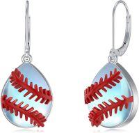 wholesale 925 Sterling Silver Baseball Teardrop Dangle Earrings Sports Gift for Her-Baseball