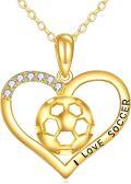 wholesale 14K Gold I Love Soccer Football Heart Pendant Necklace s for Women Girls Mother's Day Birthday Anniversary Christmas Present Ideas-0-0