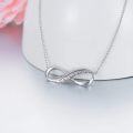 wholesale 925 Sterling Silver Infinity Feather Pendant Chain Necklace for Women Gold Plated  Length: Adjustable from 43cm to 61cm (Gold)-0-1