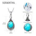 wholesale 925 Sterling Silver Cremation Urn Pendant Necklace Celtic Knot Blue Opal Teardrop Platinum Plated-0-22