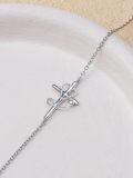 wholesale 925 Sterling Silver Cross Charm Bracelet with CZ Stone and Infinity Knot Design for Women Girls-0-3
