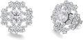 wholesale Platinum-Plated 925 Sterling Silver Flower Stud Earrings with Birthstone & Zircon, 15mm Fashion Jewelry Gift for Women-0-0