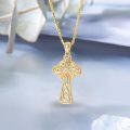 wholesale Gold 925 Sterling Silver Natural Cubic Zirconia Celtic Cross Irish Knot Pendant Necklace-0-2