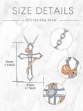 wholesale 925 Sterling Silver Cubic Zirconia Cross Pendant Necklace with Rose Gold Accents and Chain - Faith  for Mom Wife Daughter Sister-0-4