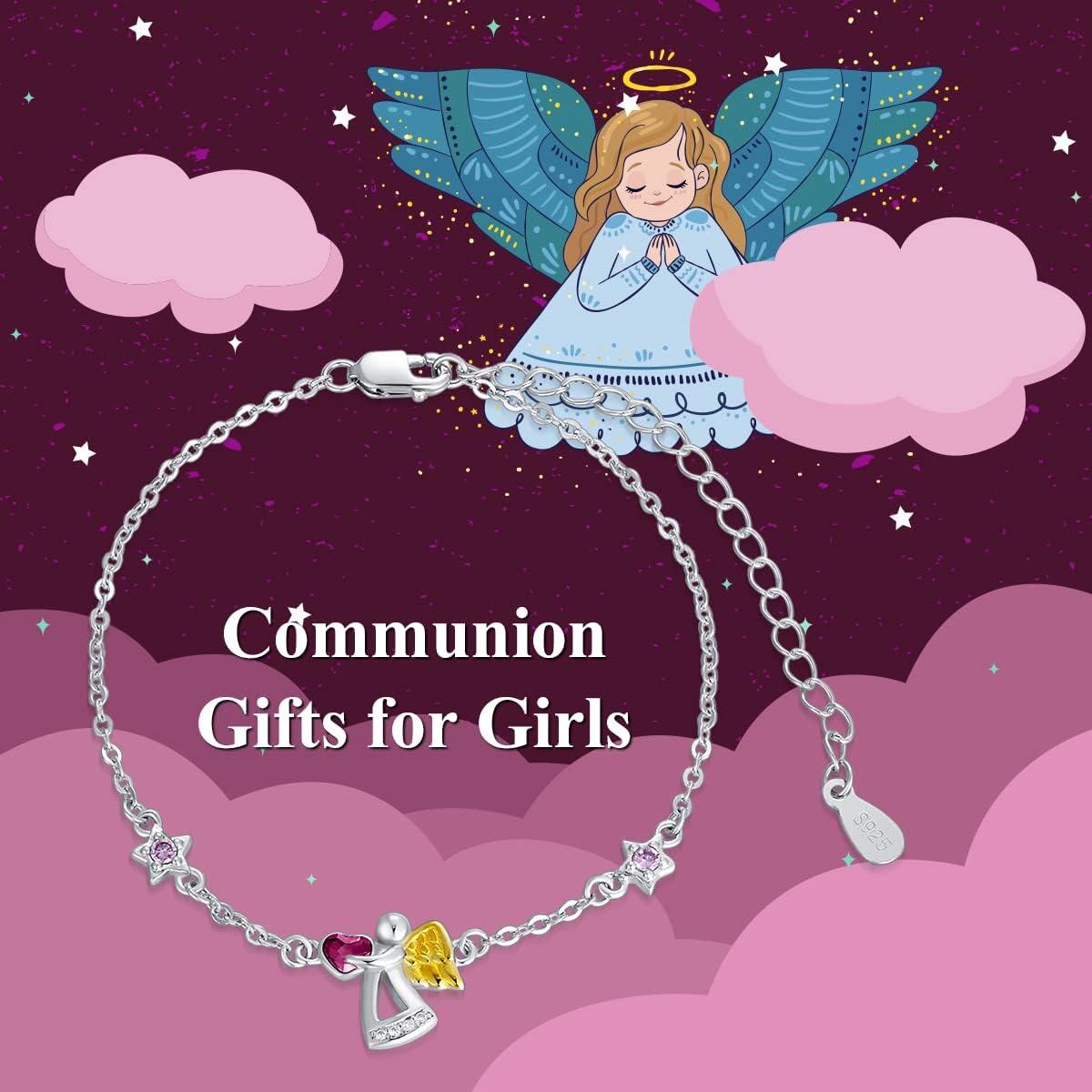  Metal Sterling Silver Stone Guardian Angel Bracelet Birthday Jewelry Gifts for Women Her -0-4