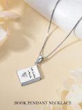 wholesale Book Necklace For Women 925 Sterling Silver Reading Necklace Pendant Book Lovers Gifts Jewelry Christmas Gifts For Women Student Daughter Librarian Readers Teacher -0-3