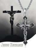 wholesale 925 Sterling Silver Black CZ Jesus Christ INRI Cross Crucifix Pendant Necklace for Men & Women-0-5