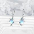 wholesale 925 Sterling Silver Blue Moonstone Spiral Drop Earrings with Leverbacks for Women and Teen Girls-0-3